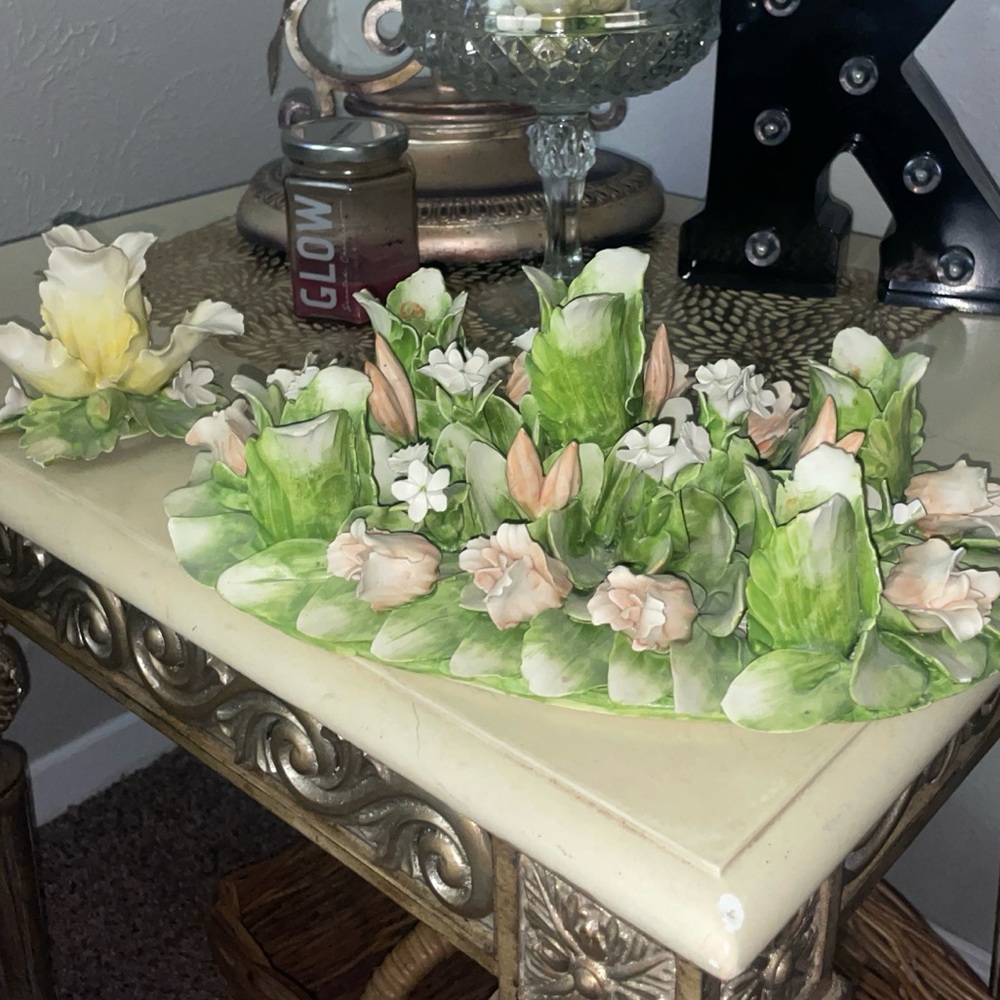 Italian Capodimonte Floral Candle Holders